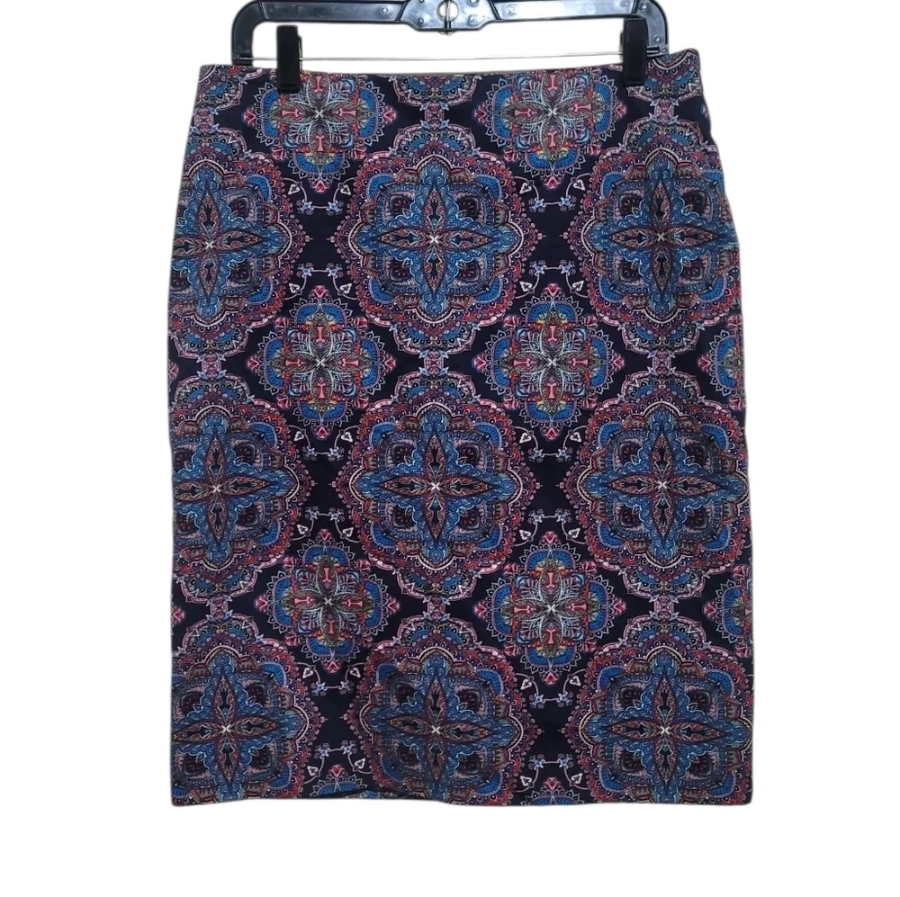 Talbots Blue Red Paisley Print Pencil Skirt Women's  Size 6